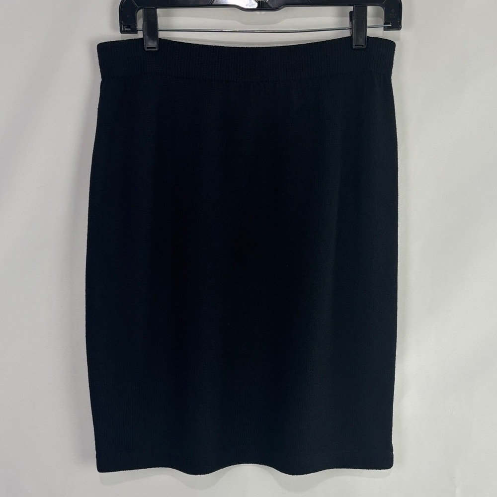 St John Black Knee Length Knit Skirt